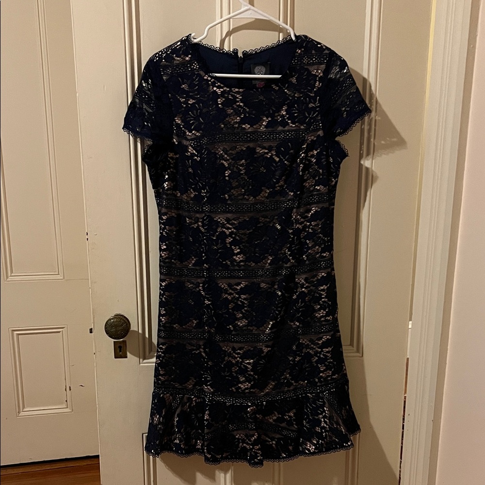 Vince Camuto Navy Lace Mini Dress
